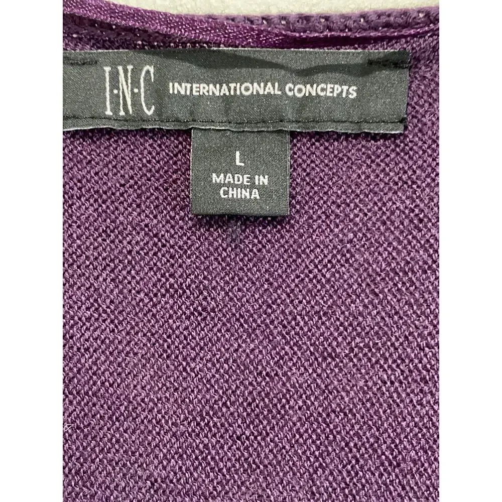 INC International Concepts Boat Neck Rhinestone Wool Blend Sweater Size L Purple